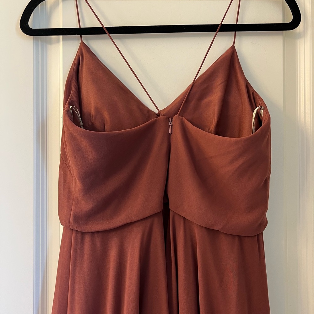 Jenny Yoo Burnt Red Strap Pleated Gown for Weddings - Picture 3 of 5